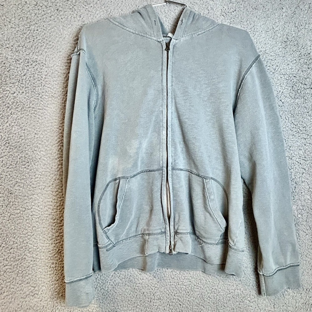 J. Crew Full Zip Hoodie Men's Size Large Vintage Green Cotton Ribbed Lining